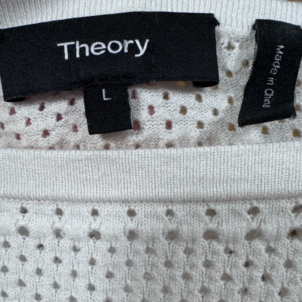 Theory White Kristaly Dream Open Knit Sweater - Picture 3 of 4